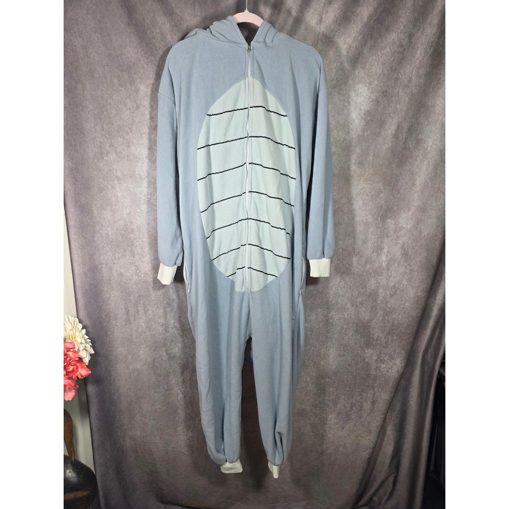 Blue‎ Triceratops Dinosaur Fleece One Piece Pajama Costume Union Suit Adult